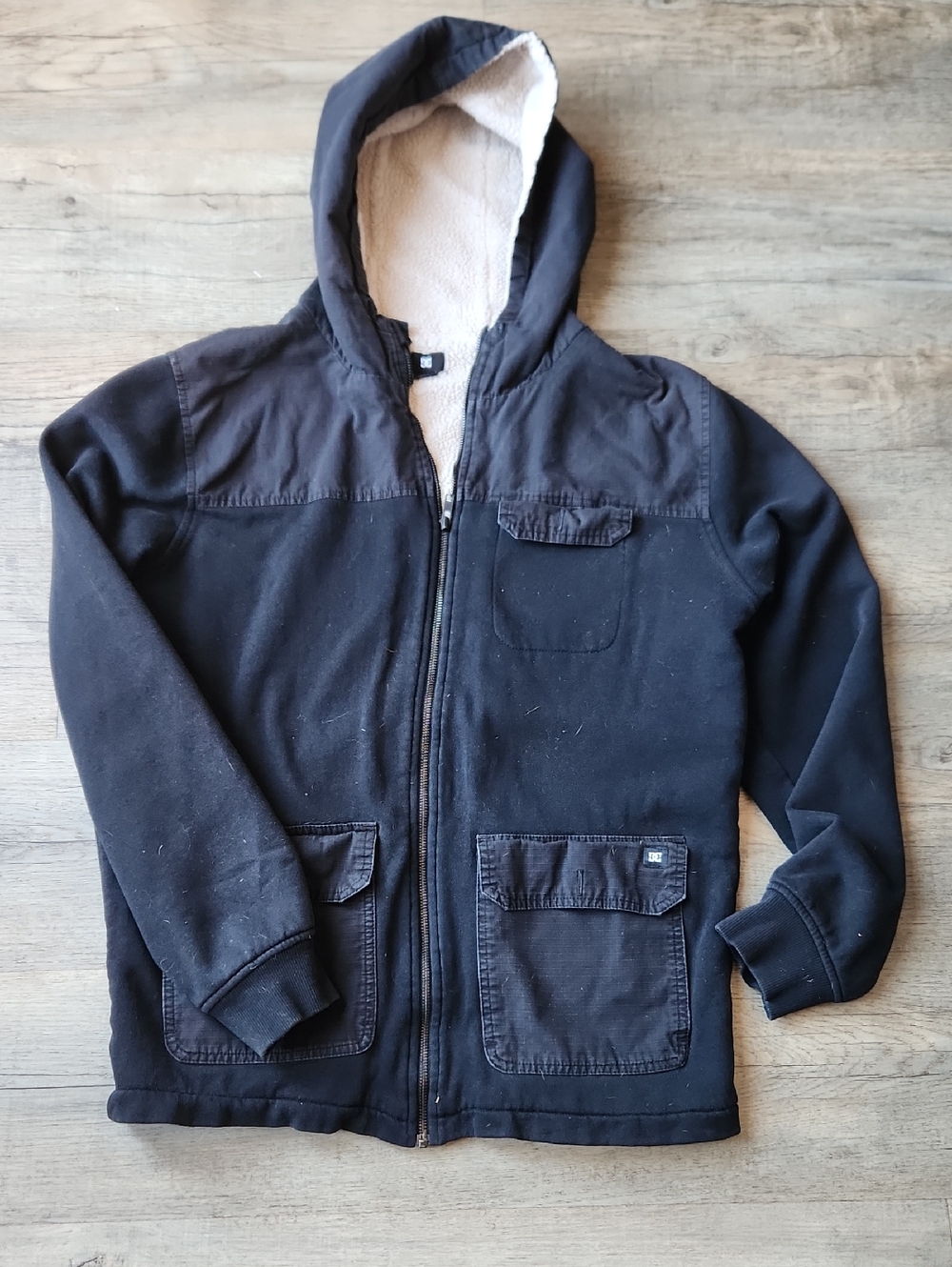 DC Black Hooded Sherpa-Lined Jacket